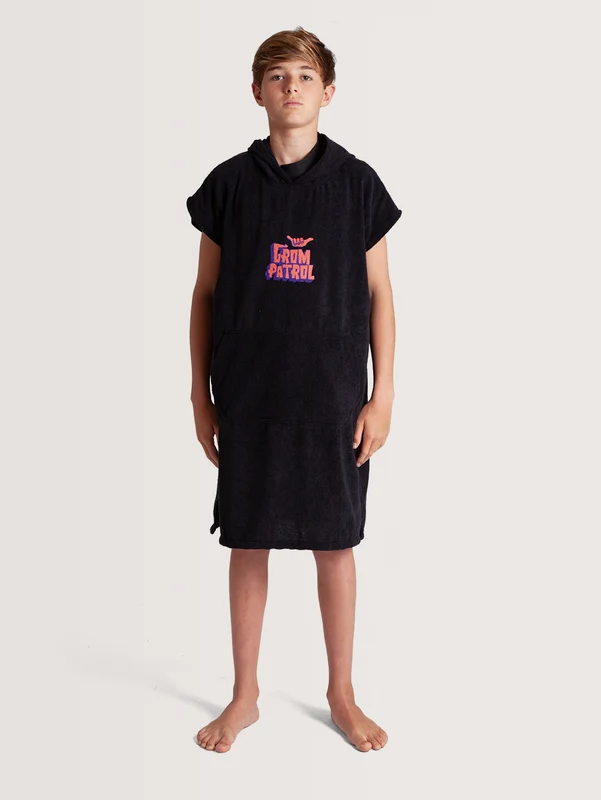 Poncho Hang Loose Juvenil Grom Patrol Kids Collection UN / Preto