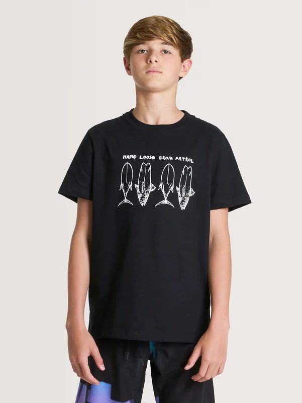 Camiseta Hang Loose Juvenil Surfish Kids Collection 10 / Preto