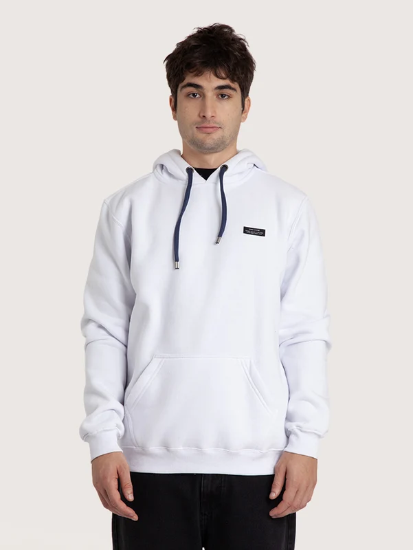 Moletom Canguru Branco Hang Loose Log G / BRANCO