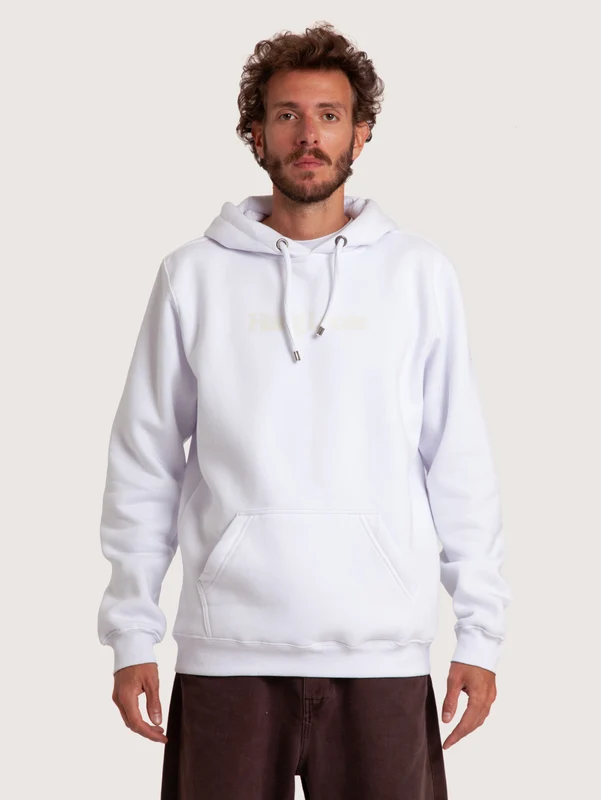 Moletom Canguru Branco Hang Loose Typo G / Branco