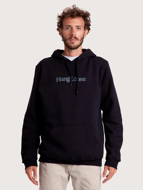 Moletom Canguru Preto Hang Loose Typo GG / Preto