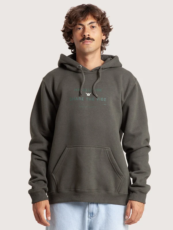 Moletom Canguru Fechado Verde Hang Loose Play P / VERDE