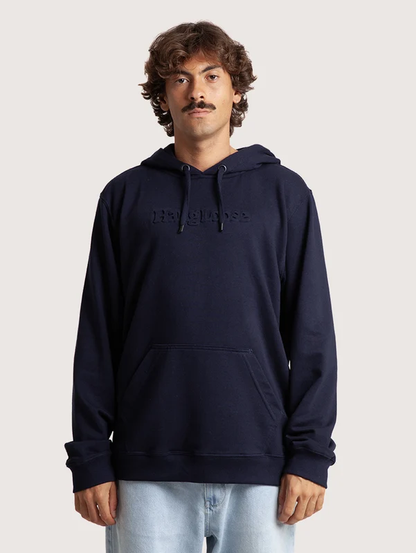 Moletom Canguru Azul Marinho Hang Loose Emboss G / Azul