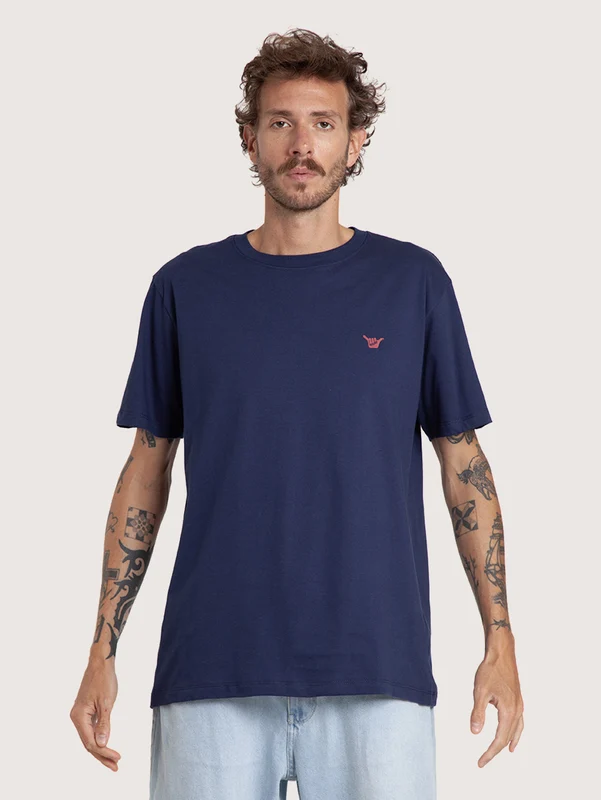 Camiseta Manga Curta Azul Marinho Masculina Hang Loose Logo M / AZUL MARINHO