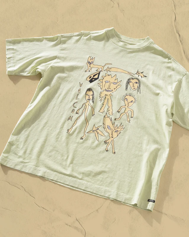 Camiseta Boxy Fit Volcom FA x Alucinandinho Cosmic Bixo Verde G / VERDE