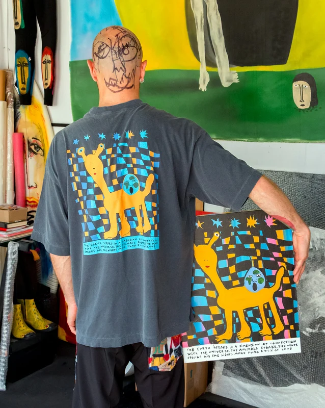 Camiseta Boxy Fit Volcom FA x Alucinandinho Punk Rock Love Cinza G / Cinza
