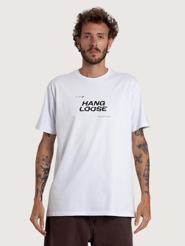 Camiseta Manga Curta Branca Hang Loose VHS G / Branco