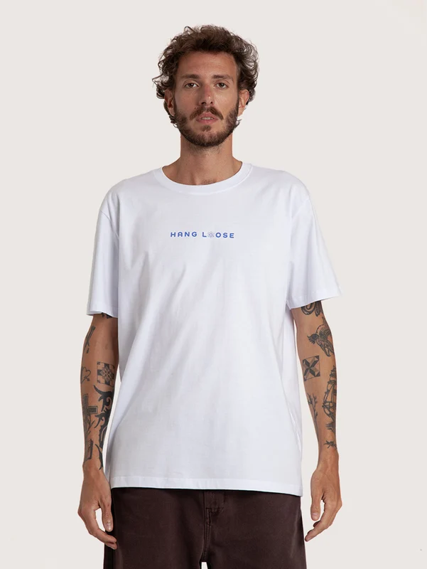 Camiseta Manga Curta Branca Hang Loose Atom GG / BRANCO
