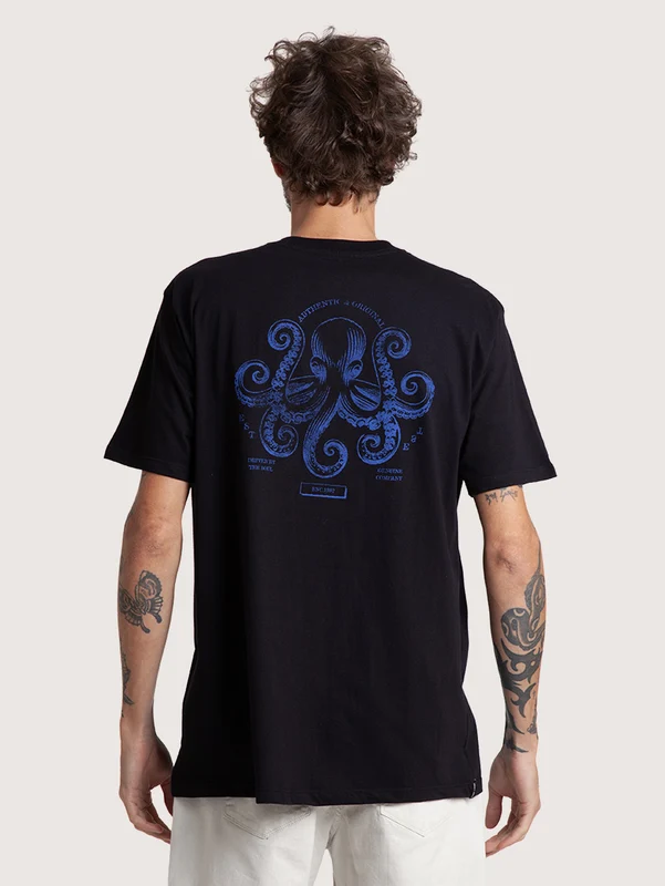 Camiseta Manga Curta Preta Hang Loose Octopuss G / PRETO
