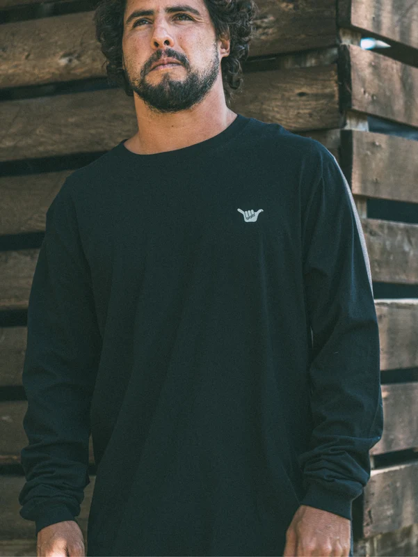 Camiseta Manga Longa Preto Hang Loose Logo M / PRETO