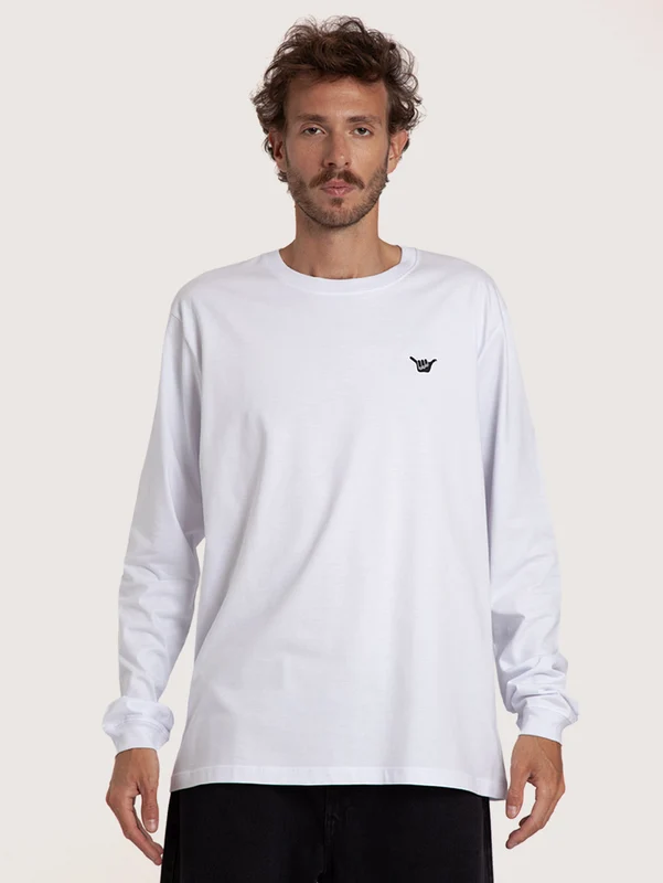 Camiseta Manga Longa Branco Hang Loose Logo GG / Branco