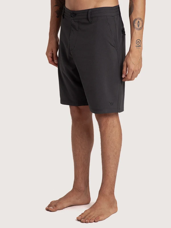 Bermuda Híbrida Hang Loose Zippy Preta com Bolsos em Zíper 42 / Preto