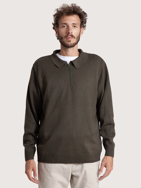 Suéter Tricot Verde Oliva Hang Loose Zipper G / VERDE OLIVA