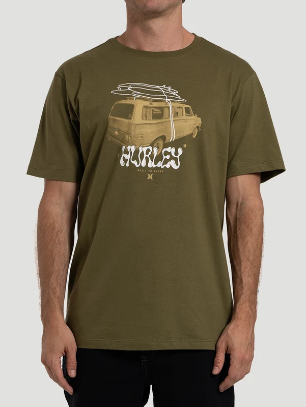 Camiseta Masculina Manga Curta Hurley Travel Verde Militar GG / Verde Militar