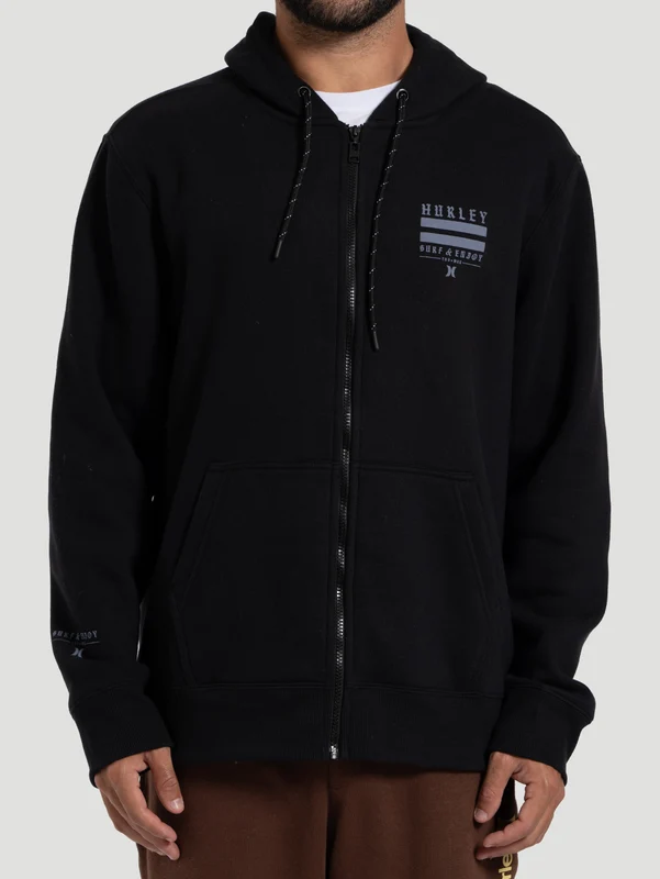 Moletom Canguru com Zíper Preto Hurley Agacê G / Preto