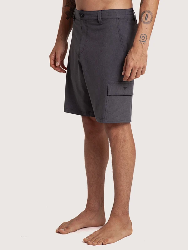 Bermuda Híbrida Hang Loose Preta com Bolsos Cargo Wash 48 / Preto