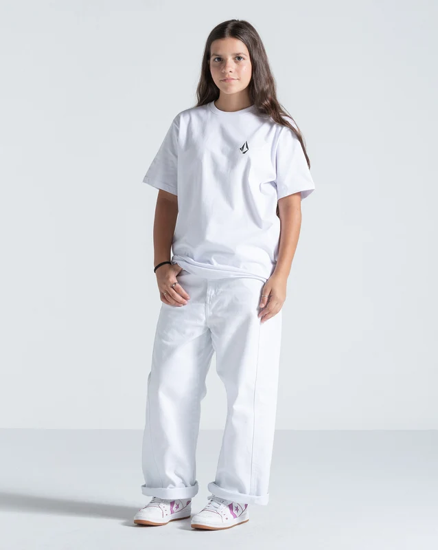 Camiseta Regular Volcom Iconic Juvenil Branca 10 / Branco