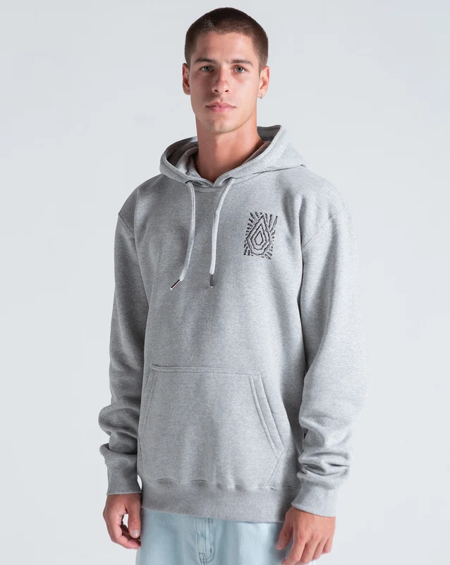 Moletom Canguru Volcom Embrace Strange Cinza Mescla GG / Cinza Mescla