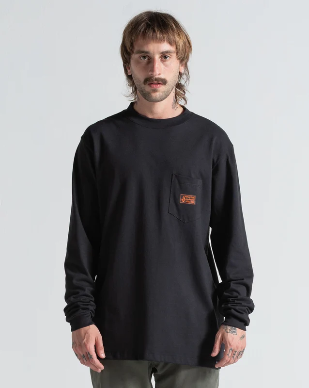 Camiseta Especial Volcom Manga Longa Workwear Preta M / PRETO