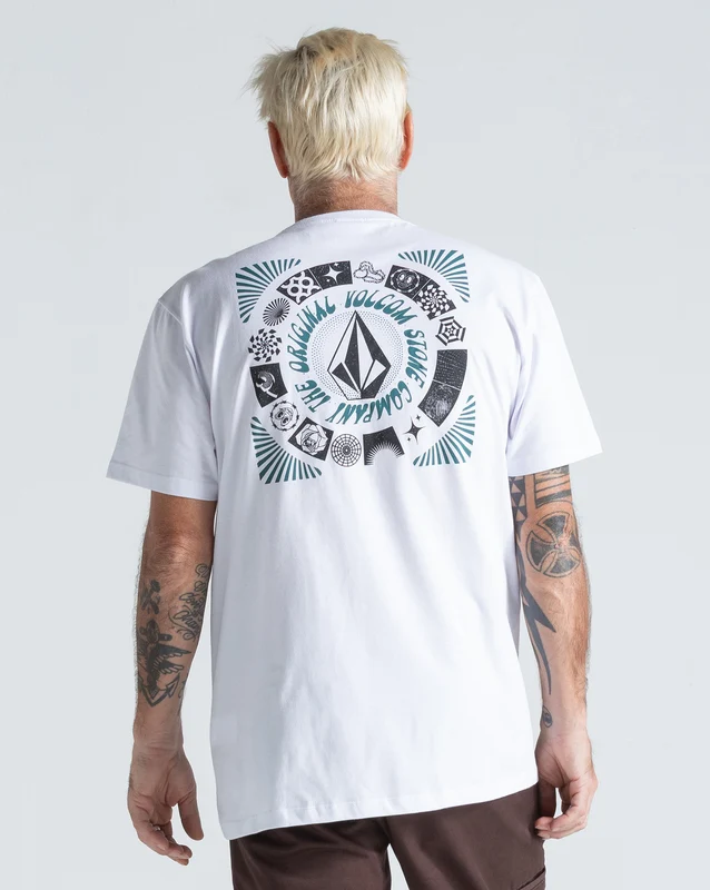 Camiseta Regular Volcom Round Out Branca GG / Branco