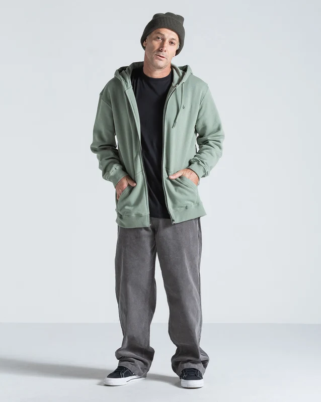 Moletom Canguru Aberto Volcom Single Stone Verde Claro G / Verde Claro