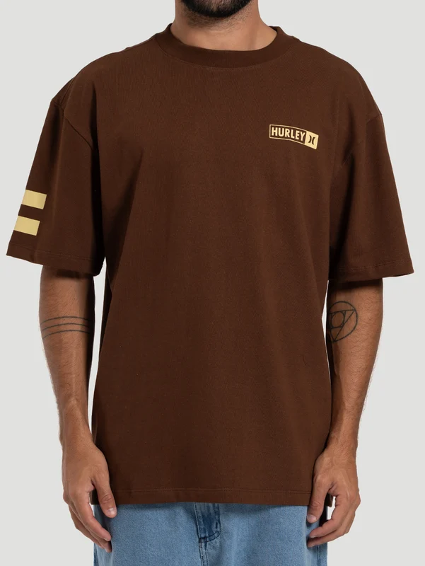 Camiseta Especial Hurley Block Party Max Fit Marrom P / Marrom