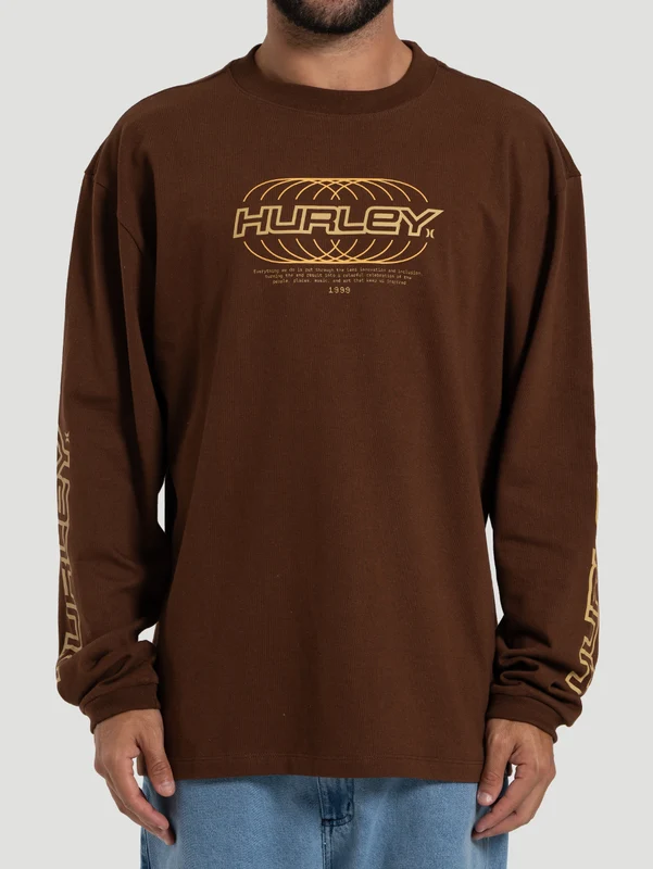 Camiseta Manga Longa Hurley Nine Nine Marrom Maxfit GG / Marrom