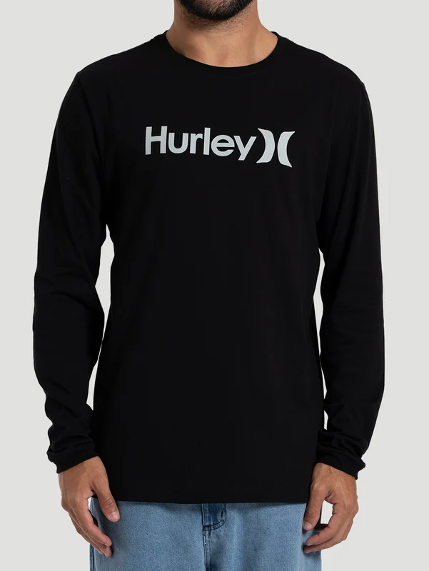 Camiseta Manga Longa Masculina Hurley One&Only Preta GG / Preto