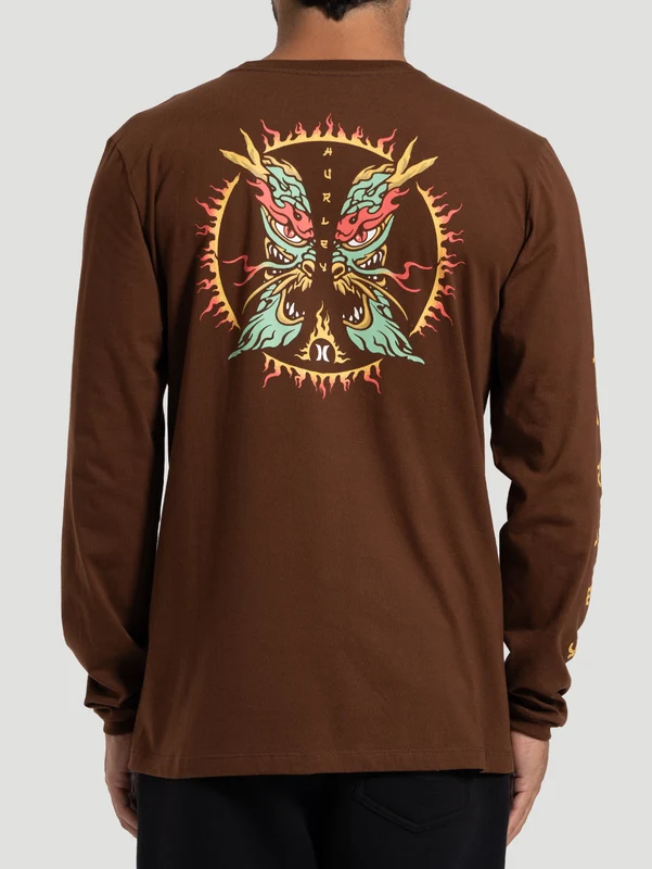 Camiseta Manga Longa Marrom Hurley Dragon P / Marrom