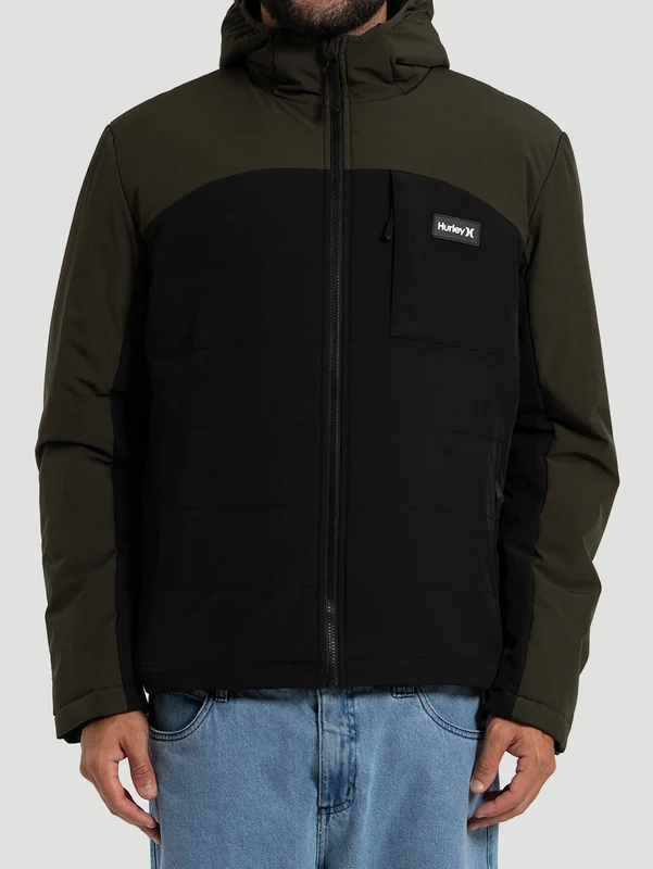 Jaqueta Hurley Around Importada Preto com Verde G / PRETO/OLIVA