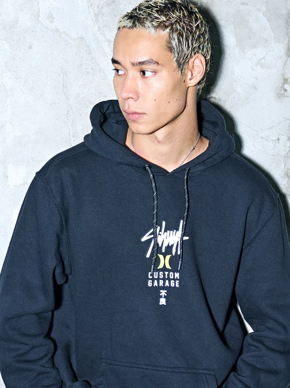 Moletom Canguru Hurley x Shibuya Signature Block Party Preto G / Preto