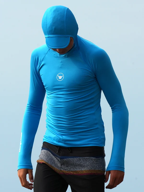 Camiseta Surf Com Capuz Manga Longa Azul Hang Loose Hood G / AZUL