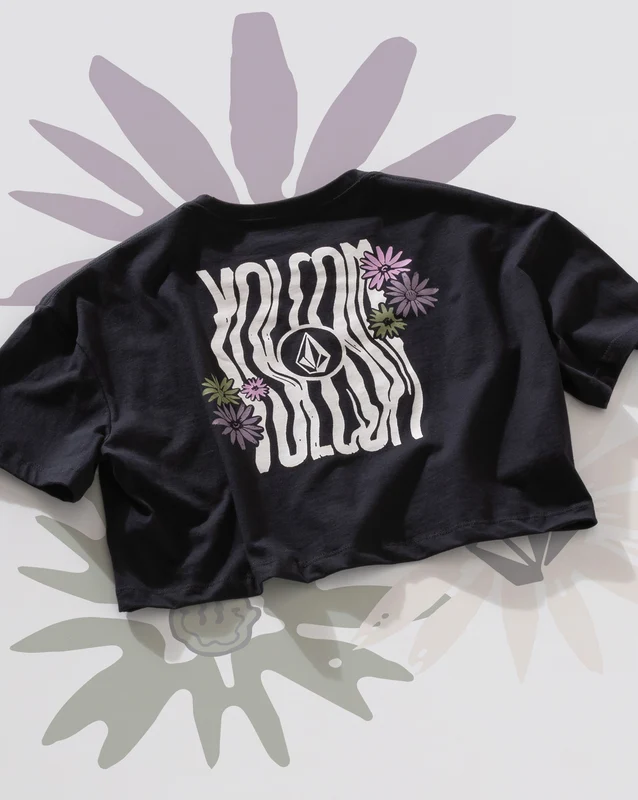Camiseta Regular Volcom Dial Crop Preta G / Preto