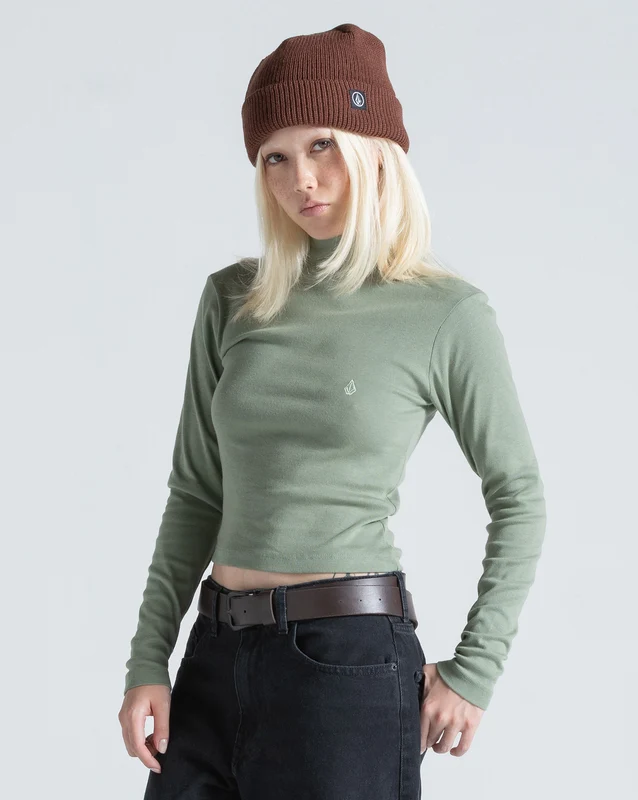Camiseta Especial Manga Longa Volcom Mock Neck Verde M / Verde