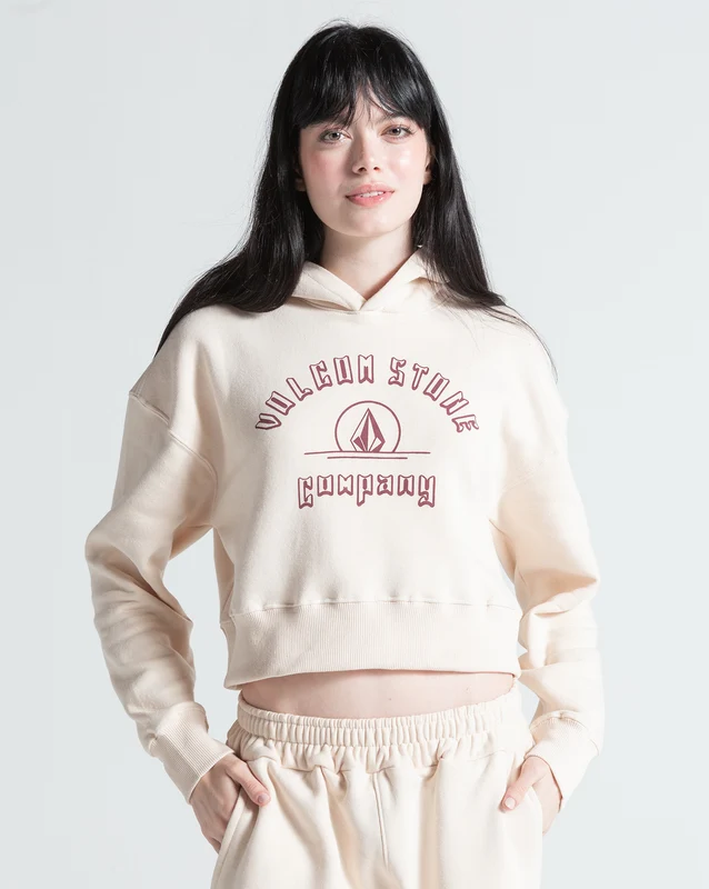 Moletom Canguru Fechado Volcom College Off White G / Off White