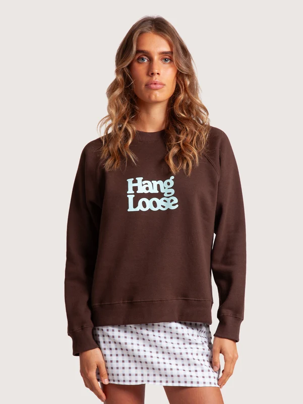 Moletom Careca Marrom Feminino Hang Loose Basic G / Marrom