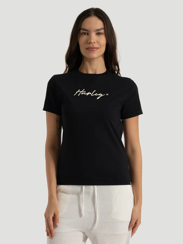 Camiseta Feminina Manga Curta Hurley Line Preta M / Preto