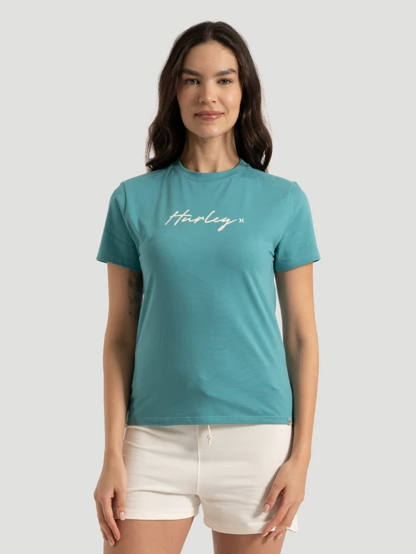 Camiseta Feminina Manga Curta Hurley Line Turquesa PP / Turquesa