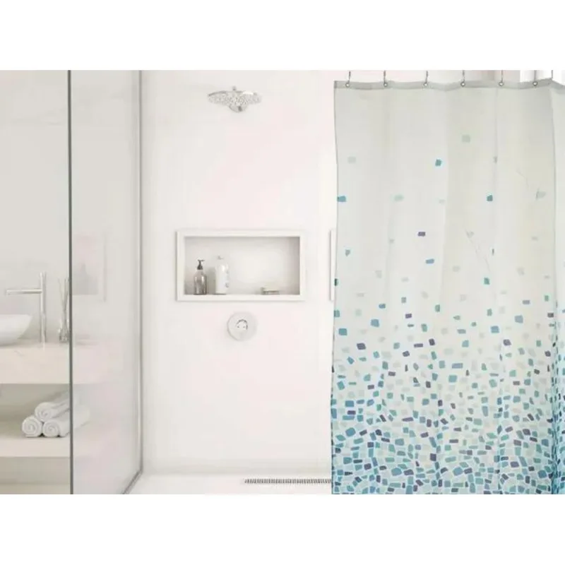 Cortina Box Banheiro Poliester 198x180cm Azul-celeste Lisa