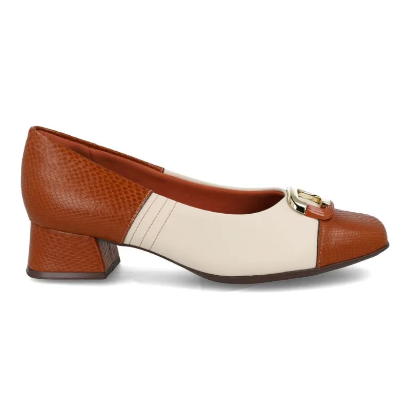 Sapato Scarpin Piccadilly Geomético Bege Feminino 38 - PICCADILLY