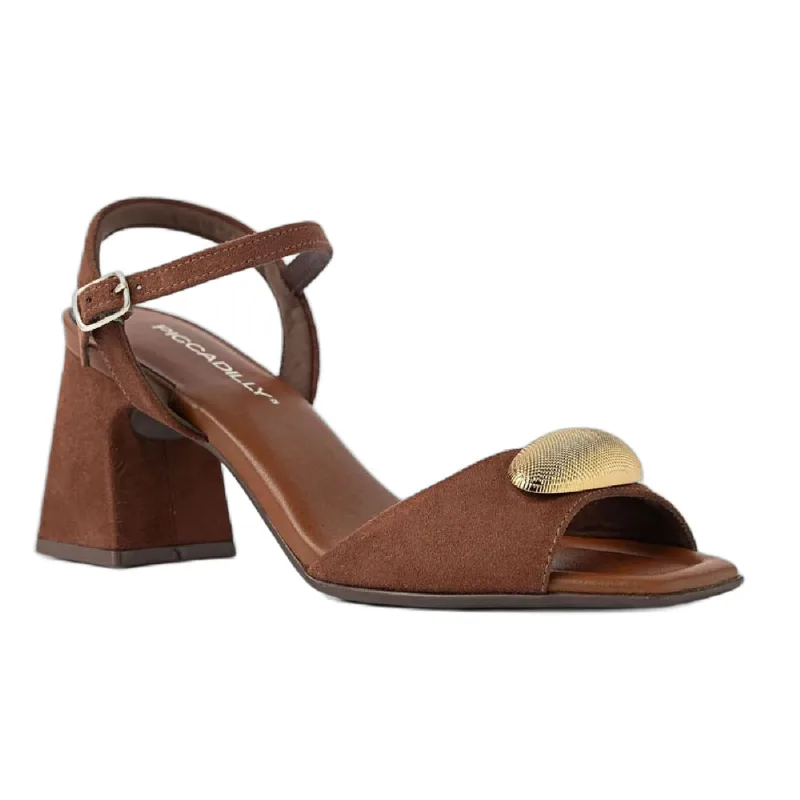 Sandália Fem Piccadilly Flavia Camurça Marrom 626053-1 38 / Marrom