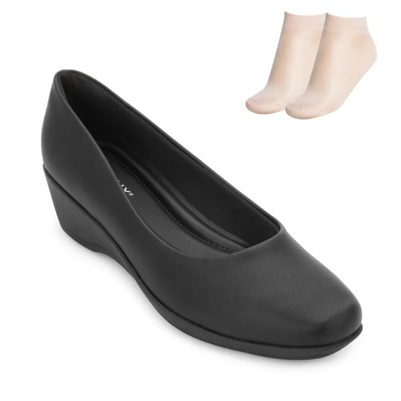 Sapato Anabela Piccadilly e Meia PT PD25-14313 34 / Preto
