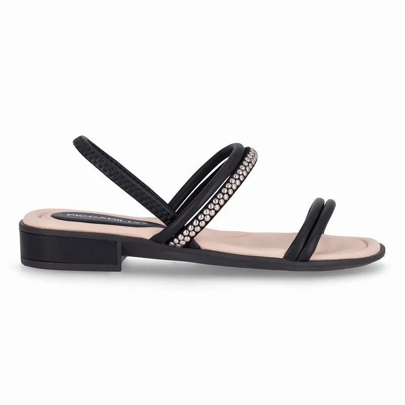 Sandália Taila Salto Baixo Preto com Ouro 39
