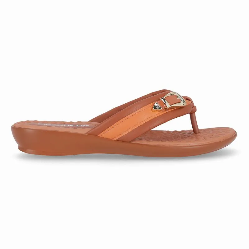 Chinelo Camila Anabela Baixo Ocre com Laranja 40