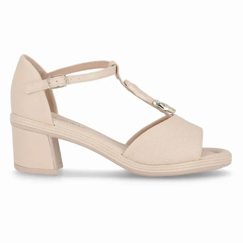 Sandália Piccadilly Salto Baixo Feminina Creme 40