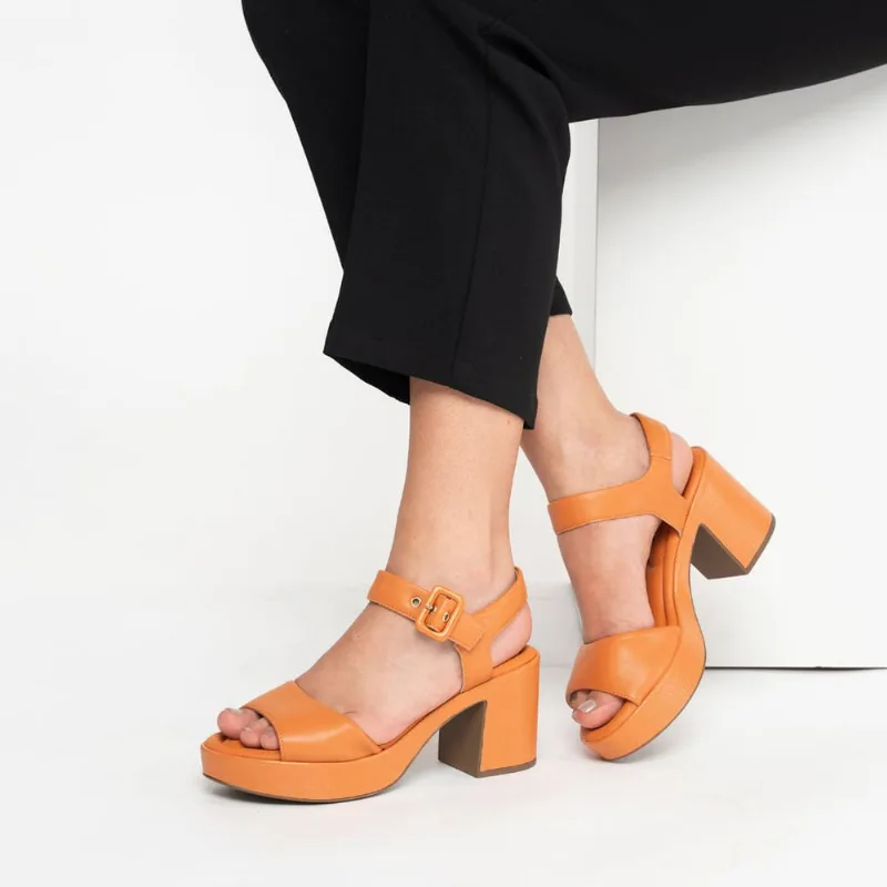 Sandália Casual Piccadilly Stretch Soft Feminina Laranja 34