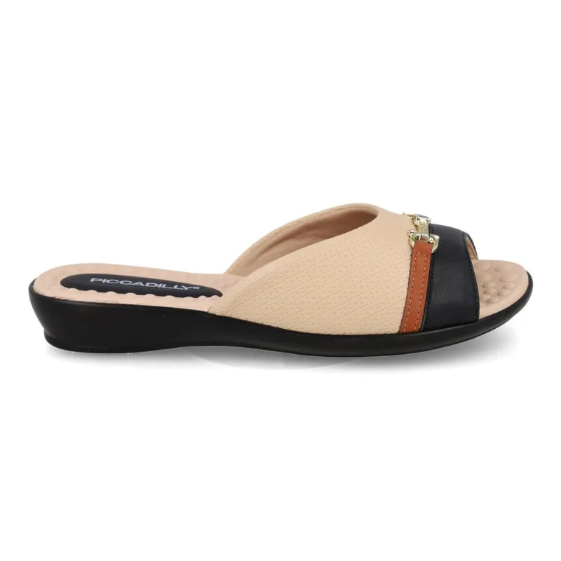 Tamanco Anabela Piccadilly Soft Pontilhado Feminina Creme 38 - PICCADILLY