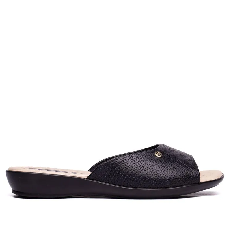Tamanco Feminino Piccadilly Rasteira Wide Fit Preto/Bege - 37