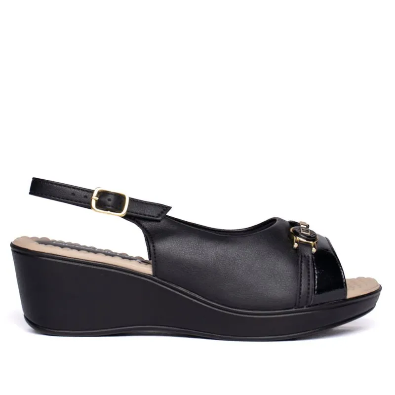 Sandália Feminina Piccadilly Slingback Wide Fit Preto - 38