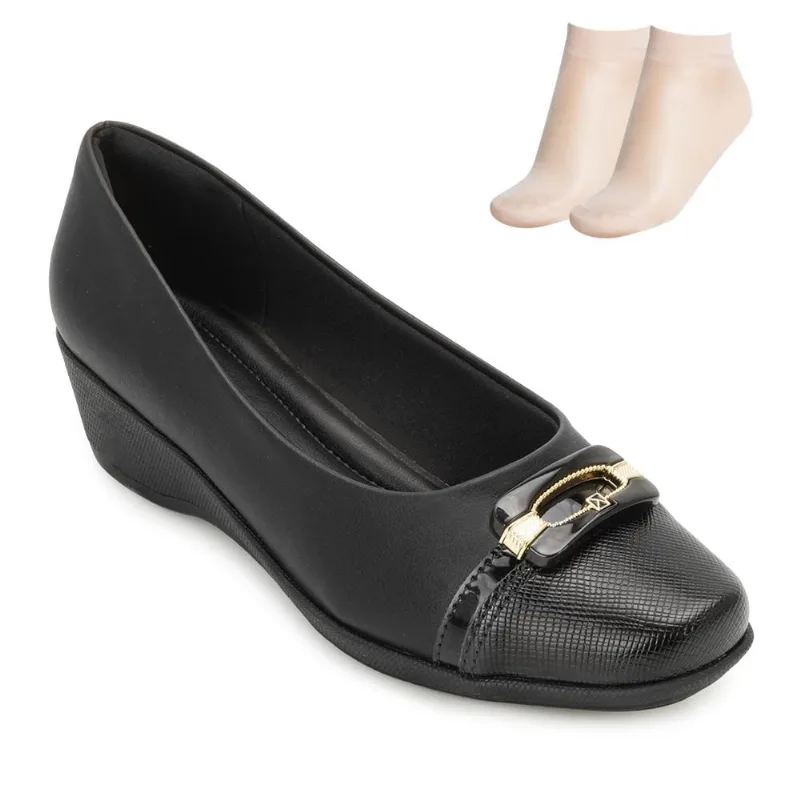 Sapato Anabela Piccadilly e Meia P PD25-14324 39 / Preto